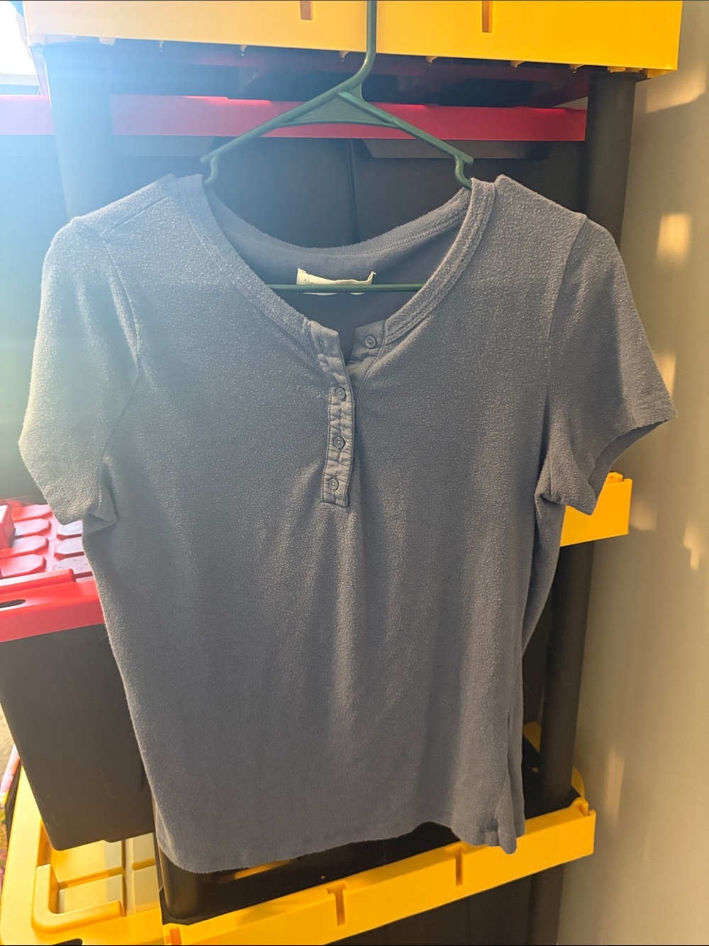 Abercrombie & Fitch Short Sleeve Henley Top - Slate Blue